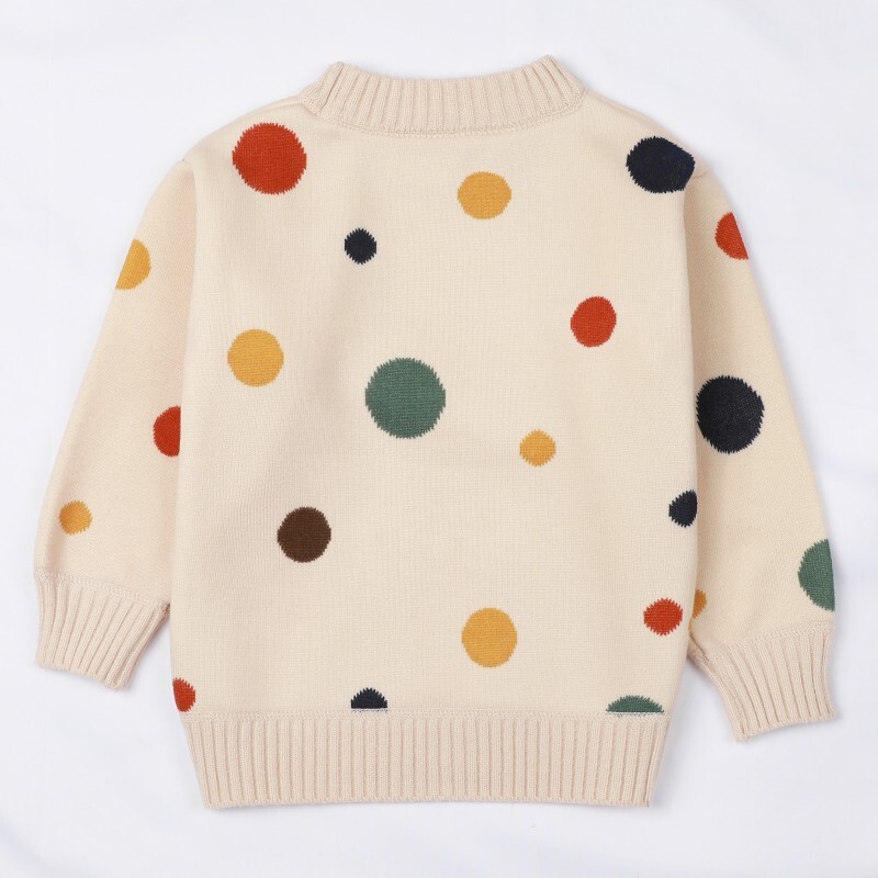 Pulovere pentru copii Pulover tricotat din lână căptușită Toamna 2024 Nou Big Dot Fată Topuri de bază Cămașă pentru copii cu fundul îngroșat