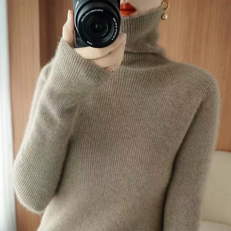 Πολυτελή πουλόβερ πουλόβερ Γυναικεία vintage ζιβάγκο κασμίρ Σχεδιαστής πλεκτά μακριές μπλούζες μόδας Χειμώνας 2024 Γυναικείο πουλόβερ μόδας