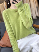 ANGEL Pulover Cașmir Toamnă Iarnă O-Gât Pulover 100% Lână Merinos Tricoturi de bază Casual Top cu mânecă lungă