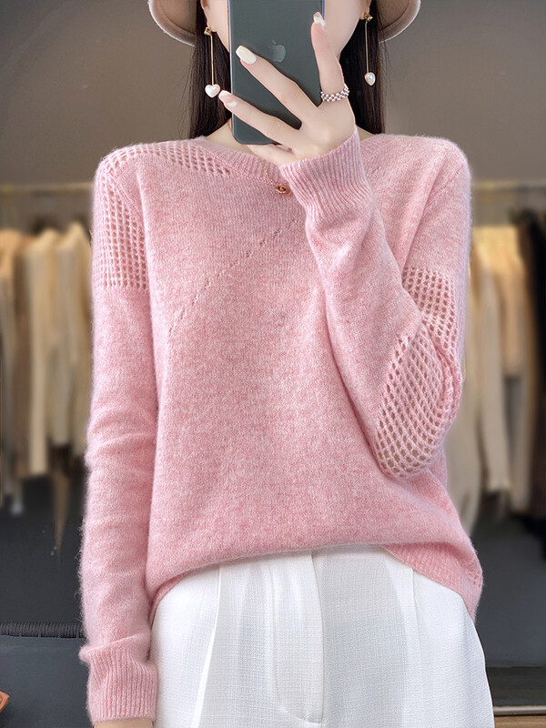 ANGEL Pulover Cașmir Toamnă Iarnă O-Gât Pulover 100% Lână Merinos Tricoturi de bază Casual Top cu mânecă lungă