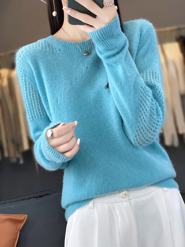 ANGEL Pulover Cașmir Toamnă Iarnă O-Gât Pulover 100% Lână Merinos Tricoturi de bază Casual Top cu mânecă lungă