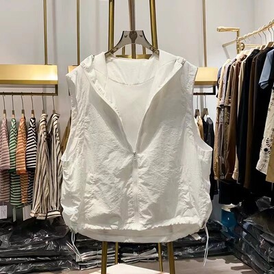 Καλοκαιρινό λεπτό casual αμάνικο γιλέκο με κουκούλα για μοντέρνο γυναικείο γιλέκο γιλέκο γιλέκο γυναικεία τζάκετ γιλέκα