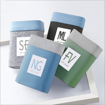 4vnt Vyriški apatiniai Bokseriniai šortai Vyriški apatinės kelnaitės Seksualios kelnaitės Medvilniniai bokseriai Minkšti kvėpuojantys drėgmę sugeriantys elastiniai