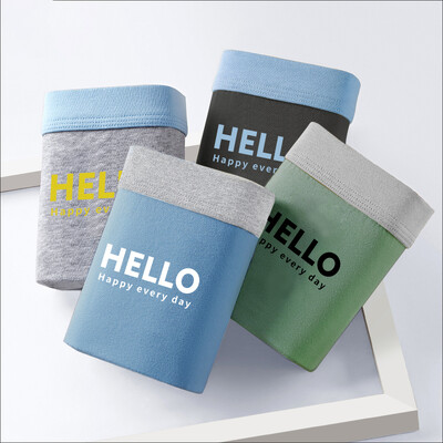 4vnt Vyriški apatiniai Bokseriniai šortai Vyriški apatinės kelnaitės Seksualios kelnaitės Medvilniniai bokseriai Minkšti kvėpuojantys drėgmę sugeriantys elastiniai