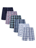 JupiterSecret 6 bucăți boxer pantaloni scurți casual carouri cu bandă elastică nasturi lenjerie de corp boxer pentru bărbați pantaloni scurți țesute pentru acasă, culoare aleatoare