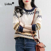 2022, toamnă iarnă, pulovere noi, îmbrăcăminte pentru femei, guler O, tricotat, cămașă cu fund, pulover de modă, menține căldura, ocazional, top pentru damă