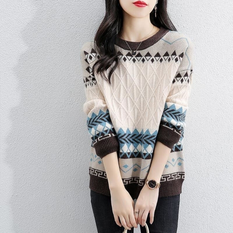 2022, toamnă iarnă, pulovere noi, îmbrăcăminte pentru femei, guler O, tricotat, cămașă cu fund, pulover de modă, menține căldura, ocazional, top pentru damă
