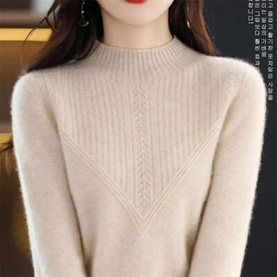 Pulover de damă cu guler rotic Pulover cu mânecă lungă Pulover din lână merinos Tricouri Imbracaminte de toamna iarna Tricoturi groase Top