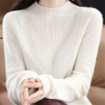 Pulover de damă cu guler rotic Pulover cu mânecă lungă Pulover din lână merinos Tricouri Imbracaminte de toamna iarna Tricoturi groase Top