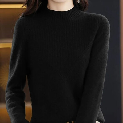 Pulover de damă cu guler rotic Pulover cu mânecă lungă Pulover din lână merinos Tricouri Imbracaminte de toamna iarna Tricoturi groase Top