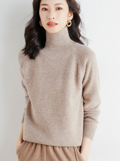 Φθινοπωρινό χειμερινό γυναικείο πουλόβερ με μακρυμάνικο πουλόβερ καφέ μασίφ πουλόβερ κασμίρ Λεπτές πλεκτές μπλούζες Casual Pull Femme