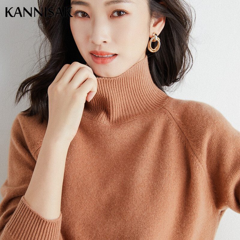 Φθινοπωρινό χειμερινό γυναικείο πουλόβερ με μακρυμάνικο πουλόβερ καφέ μασίφ πουλόβερ κασμίρ Λεπτές πλεκτές μπλούζες Casual Pull Femme