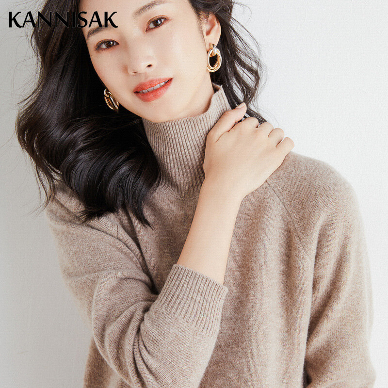 Φθινοπωρινό χειμερινό γυναικείο πουλόβερ με μακρυμάνικο πουλόβερ καφέ μασίφ πουλόβερ κασμίρ Λεπτές πλεκτές μπλούζες Casual Pull Femme
