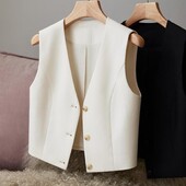 Γυναικείο γιλέκο Slim Fit Γιλέκο Κομψό καλοκαιρινό γυναικείο σορτς γιλέκο σετ για γραφείου Βολικό γιλέκο με ψηλό για επαγγελματίες