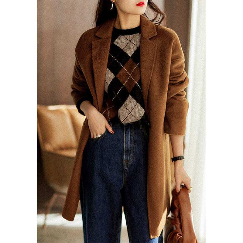 Toamnă Iarnă Gât rotund Prismatic Lattice Vintage Pulover Doamnelor Lejer Casual Pulover All-metch Pulovere Femei Top Top