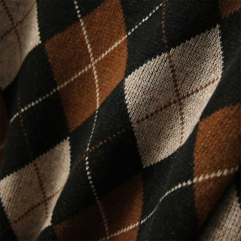 Toamnă Iarnă Gât rotund Prismatic Lattice Vintage Pulover Doamnelor Lejer Casual Pulover All-metch Pulovere Femei Top Top