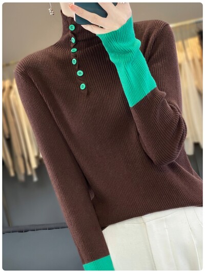 2023-as új női kasmír pulóver garbó nyakú kasmír pulóver őszi és téli hosszú ujjú kasmír pulóver női