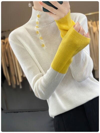 2023-as új női kasmír pulóver garbó nyakú kasmír pulóver őszi és téli hosszú ujjú kasmír pulóver női