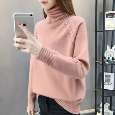 Γυναικείο πουλόβερ με ζιβάγκο Φθινόπωρο Χειμώνας Νέο Χαλαρό Ζεστό Πλεκτό Πουλόβερ Μπλουζάκια Καραμέλα Πλεκτά πουλόβερ Κορεάτικες μαλακές περιστασιακές πόλες