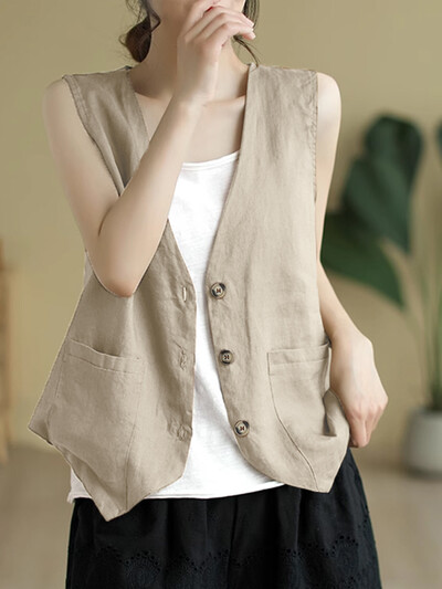 ZANZEA Îmbrăcăminte de lucru pentru femei 2024 veste de birou pentru doamnă la modă elegantă pentru navetă vestă Topuri cu decolteu în V de culoare solidă jachete casual fără mâneci