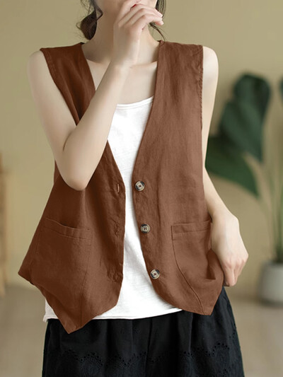 ZANZEA Îmbrăcăminte de lucru pentru femei 2024 veste de birou pentru doamnă la modă elegantă pentru navetă vestă Topuri cu decolteu în V de culoare solidă jachete casual fără mâneci