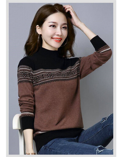 Νέο Φθινοπωρινό Γυναικείο Πλεκτό Πουλόβερ Πουλόβερ Κασμίρ με ζιβάγκο Πουλόβερ μακρυμάνικο casual πουλόβερ Γυναικείο πουλόβερ Pull Femme P216