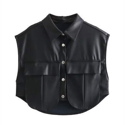 2024ZAR * Άνοιξη/Καλοκαίρι με καυτές πωλήσεις Νέα γυναικεία μόδα Ευέλικτο PU διπλής τσέπης Διακοσμητικό μονόχρωμο δέρμα