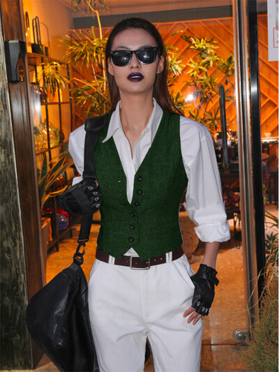 Női öltöny mellény Barna V nyakú Esztétikus mellények Elegáns OL Mellény Halszálkás Tweed Női Bordó Esküvői Mellény 2022