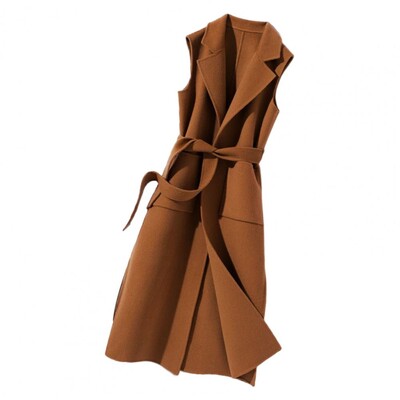 Stílusos női őszi mellény Felsőruházat Női mellény Feszes derekú termikus hosszú stílusú őszi kabát