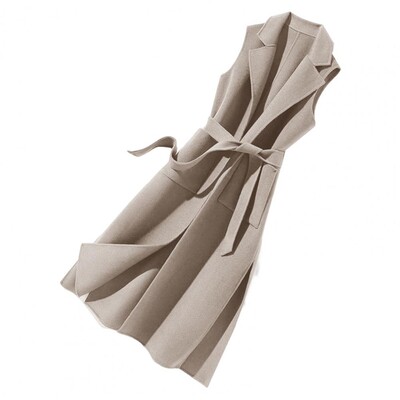 Stílusos női őszi mellény Felsőruházat Női mellény Feszes derekú termikus hosszú stílusú őszi kabát