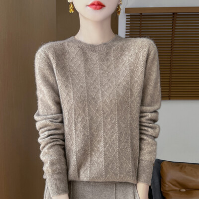 Toamna si iarna noua linie de prêt-à-porter 100% merinos pulover pulover cu gât romboid pulover din cașmir jacquard tricot fără sudură