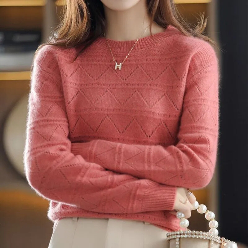 Iarnă, primăvară, ocazional, cu mânecă lungă, tricot, pulover cu decolteu O, pulover pentru femei, jerseu cu tragere de bază, Topuri, bluze de modă, haine