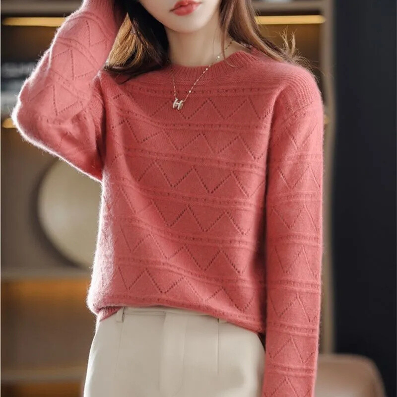 Iarnă, primăvară, ocazional, cu mânecă lungă, tricot, pulover cu decolteu O, pulover pentru femei, jerseu cu tragere de bază, Topuri, bluze de modă, haine