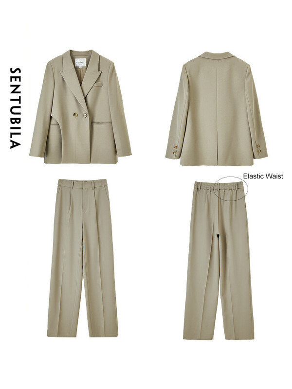 SENTUBILA Bleiserio kelnaičių kostiumo dviejų dalių komplektas, skirtas moterų verslo darbo aprangai 2024 m. rudens elegantiškos mados drabužių rinkiniai 133Z49975