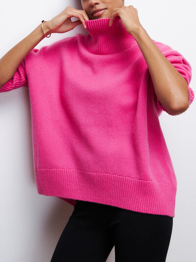 Pulover tricotat de damă cu gât roșu alb negru de Crăciun Pulover supradimensionat largi Tricotaj casual Pulover moale pentru femei 2024