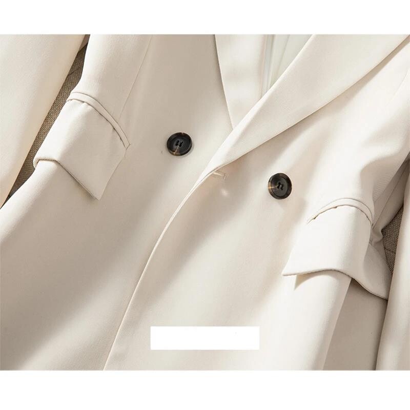 Aukštos klasės biuro profesionalios moteriškos kelnės su švarku, 2 dalių rinkinys Rudens madinga ilga moteriška striukė virš verslo kostiumo, laisvalaikio kelnės