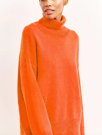 Modes sieviešu bruņurupuča rudens ziemas jauns trikotāžas džemperis Lielizmēra džemperis brīvs ikdienišķs vienkrāsains zils zaļš džemperis sieviete