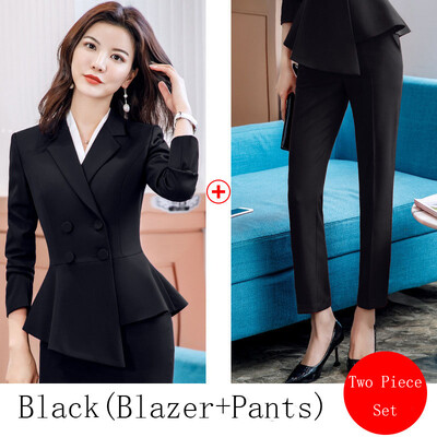 2023 Άνοιξη Καλοκαίρι Επίσημο Γυναικείο Μπλέιζερ με διπλό στήθος και παντελόνι Κοστούμια γραφείου Παντελόνι σε μέγεθος 2XL Μπουφάν Επαγγελματικά ρούχα