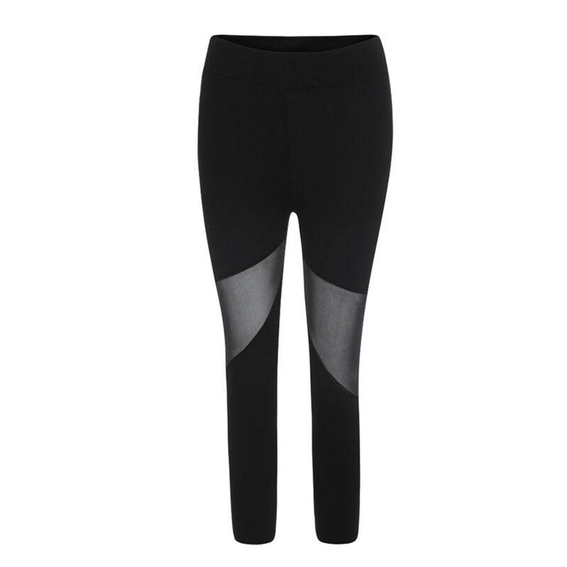 Jambiere negru din plasă cu patchwork Leggings pentru femei Leggings pentru femei Pantaloni elastici pentru femei Capri Pantaloni pentru fitness pentru femei