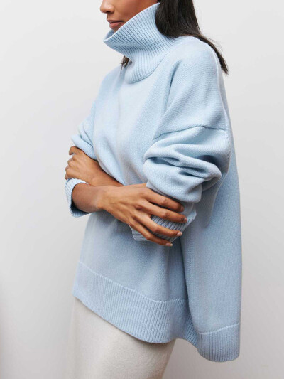 Toamnă Iarnă Pulover cu guler țesut pentru femei Pulover cald supradimensionat gros negru tricotat Camel Top Pulovere pentru femei 2023 Topuri de birou