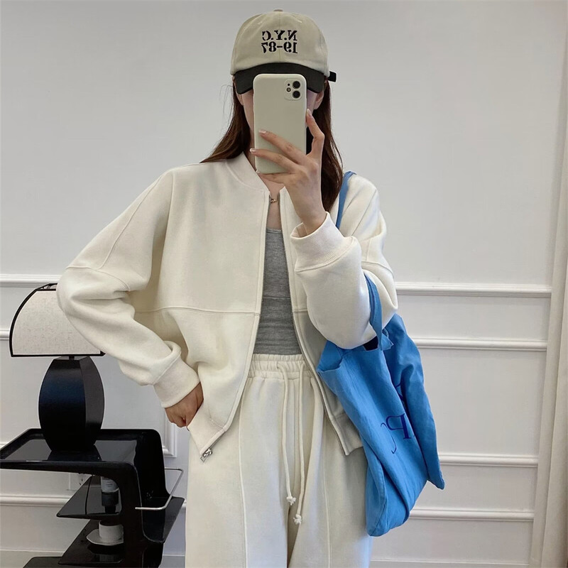 UNIZERA 2023, iarna, produs nou, pentru femei, modă și ocazional, versatilă, cu fermoar, haină, set de pantaloni de pluș pentru alergare lentă