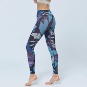 Leggings sport imprimați cu frunze noi de damă pentru femei Slim Fit Butt Lift cu talie înaltă Pantaloni de dans fitness îmbrăcăminte casual 8Z