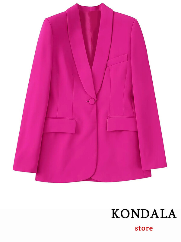 KONDALA ingázási rózsa piros gombos tömör női öltöny, hosszú ujjú V nyakú blézer cipzáras egyenes nadrág Elegáns női öltöny, divat 2022