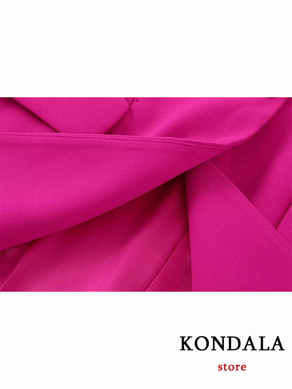 KONDALA ingázási rózsa piros gombos tömör női öltöny, hosszú ujjú V nyakú blézer cipzáras egyenes nadrág Elegáns női öltöny, divat 2022