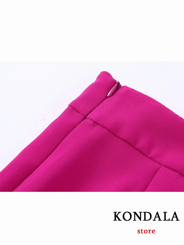 KONDALA ingázási rózsa piros gombos tömör női öltöny, hosszú ujjú V nyakú blézer cipzáras egyenes nadrág Elegáns női öltöny, divat 2022