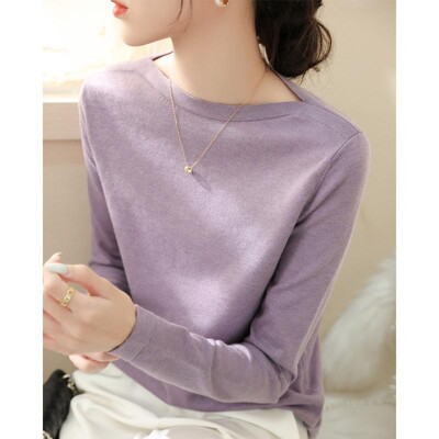 Γαλλικό απλό μονόγραμμο πουκάμισο με γιακά ώμου Πράσινη βάση 2023 Πουλόβερ φθινόπωρο/χειμώνα Μακρυμάνικο μαλακό πλεκτό μπλουζάκι