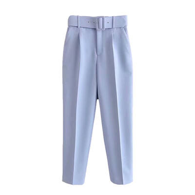 Γυναικεία Κομψή μονόχρωμη μονόχρωμη φόρμα ζιβάγκο 2021 Άνοιξη casual γυναικείο ψηλόμεσο παντελόνι με μολύβι Γυναικεία 10 χρώματα Σετ 2 τμχ