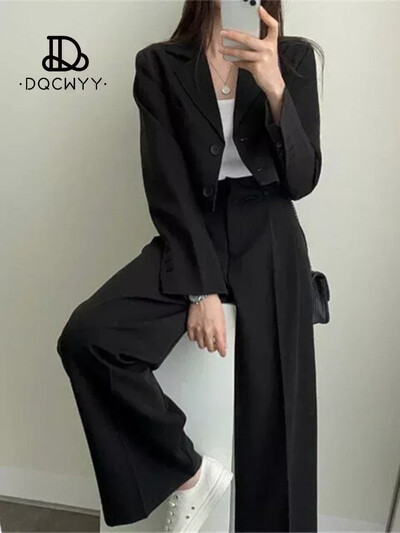 Nadrággarnitúrák Alkalmi kis blézer őszi kétrészes szettek Női ruhák 2024 Új tiszta színben irodai viselet divatos női nadrágkosztüm