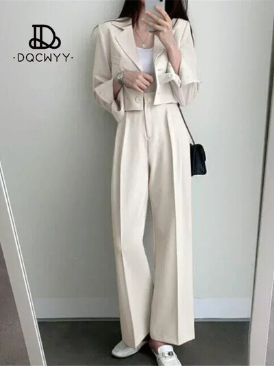 Nadrággarnitúrák Alkalmi kis blézer őszi kétrészes szettek Női ruhák 2024 Új tiszta színben irodai viselet divatos női nadrágkosztüm