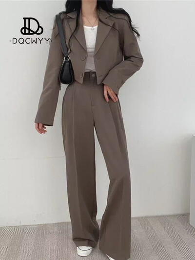 Nadrággarnitúrák Alkalmi kis blézer őszi kétrészes szettek Női ruhák 2024 Új tiszta színben irodai viselet divatos női nadrágkosztüm